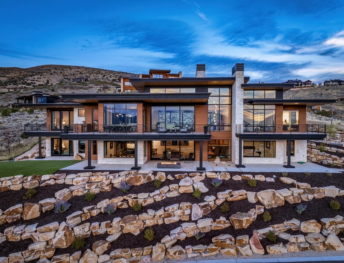 Luxury house with wood siding